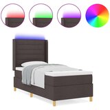 Box Postelja z vzmetnico in LED temno rjava 90x200 cm tkanina, (22050244) | Shoptok.si
