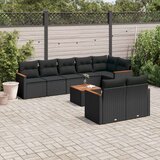  9-dijelni set vrtnih sofa s jastucima crni od poliratana Cijene