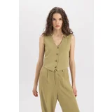 Defacto V-Neck Linen Blend Blazer Vest