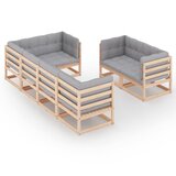 The Living Store Vrtna sedežna garnitura 7-delna z blazinami trdna borovina - Vrtna Sedežna Garnitura, (21421567) | Shoptok.si