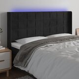  LED uzglavlje crno 203 x 16 x 118/128 cm baršunasto | shoptok.hr