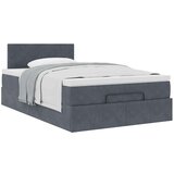vidaXL Otomanski posteljni okvir z vzmetnico siv 120x200 cm žamet | Shoptok.si