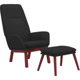  Stolica za opuštanje s tabureom od tkanine crna | shoptok.hr