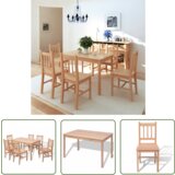 The Living Store Sedem Delni Jedilni Komplet Pohištva iz Borovine -, (21740756) | Shoptok.si