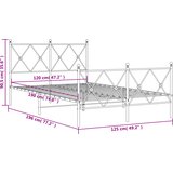  Metalni okvir kreveta uzglavlje i podnožje bijeli 120x190 cm | shoptok.hr