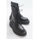 LuviShoes Pearl Black Skin Genuine Leather Women's Boots Cene