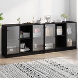  The Living Store Knjižna omara z vrati črna 204x37x75 cm inženirski les - Knjižna Omara, (21554680) Cene