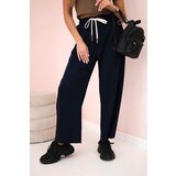 Kesi Włoski Butter trousers tied at the waist navy | Shoptok.si