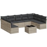  10-dijelni set vrtnih sofa poliratan s jastucima svijetlosivi | shoptok.hr