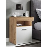 MID.YOU NOČNA OMARICA, bela, medeni hrast | Shoptok.si