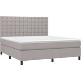  Krevet box spring s madracem LED svjetlosivi 160x200 cm tkanina | shoptok.hr