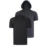 Dewberry DUAL SET T8570 HOODED MEN'S T-SHIRT-ANTHRACITE-BLACK Cene
