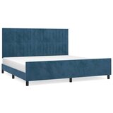  Posteljni okvir z vzglavjem temno moder 200x200 cm žamet, (20905866) | Shoptok.si