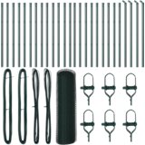 vidaXL Heksa ograja Zelena 0.6x50 m Jeklo, Ograjni stebri 13 kosov Zeleni Ø32 mm 100 cm Galvanizirano Jeklo | Shoptok.si