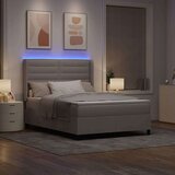  LED Box Spring Krevet Sivo-smeđa 140 x 190 cm tkanina | shoptok.hr