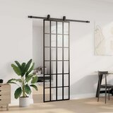 vidaXL drsna vrata z opremo črna 76x205 cm esg steklo | Shoptok.si