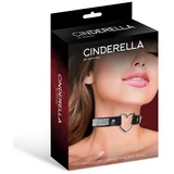 Collar with Heart and Rhinestones Choker Style Vegan Leather Black