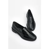 Marjin Celas Black Patent Leather Women's Loafers Casual Shoes