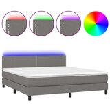  Box spring postelja z vzmetnico LED temno siva 180x200 cm blago, (20930172) | Shoptok.si
