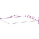  Površina za umivaonik neobrađena 80 x 60 x 2 cm od drva bagrema | shoptok.hr