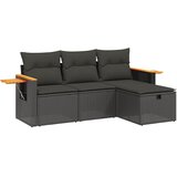  4-dijelni set vrtnih sofa od poliratana s jastucima crni | shoptok.hr