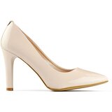 primohurt Patent beige women's pumps with a comfortable heel, elegant beige women's shoes | Shoptok.si