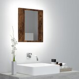 The Living Store LED kopalniška omarica z ogledalom dimljeni hrast 40x12x45 cm - LED Omarica Z Ogledalom, (21436686) Cene