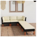  6-dijelna vrtna garnitura od poliratana s jastucima crna | shoptok.hr