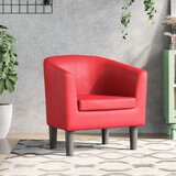  Zaobljena fotelja od umjetne kože crvena | shoptok.hr
