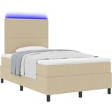 Box Spring Krevet s Madracem &amp LED Svjetlom Bež 120x200 cm Pamučna Tkanina | shoptok.hr