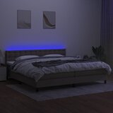  box spring s madracem LED smeđesivi 200x200 cm tkanina | shoptok.hr