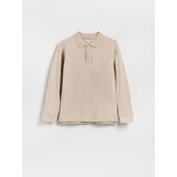 Reserved Pamučna polo-majica dugih rukava - bež | shoptok.hr