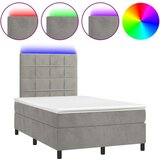  Box spring s madracem LED svjetlosivi 120x200 cm baršun | shoptok.hr