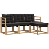vidaXL Zunanja garnitura za sedenje z blazino 4 pcs Bela in črna, (5000280793) | Shoptok.si