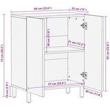  Strani šal Bel pranje finiš 60 x 33,5 x 75 cm Masiven les manga, (5000113236) | Shoptok.si