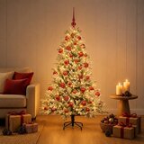  Umjetno božićno drvce s kuglicom 150 cm 150 LED lampica - Zelena i bijela 150 cm s LED-ima i crvenim lopticama | shoptok.hr