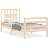 The Living Store Posteljni okvir z vzglavjem 90x200 cm trden les - Posteljni Okvir, (21525209) | Shoptok.si