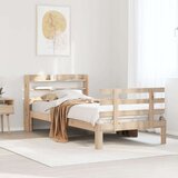 vidaXL Posteljni okvir z vzglavjem 90x200 cm trdna borovina | Shoptok.si