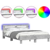  Okvir za krevet s uzglavljem i LED siva boja betona 150x200 cm | Eponuda.com