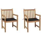 Maison Chic Vrtni stoli - Stol za vrt 2 kosa s črnimi blazinami trdna tikovina JS1251, (21877903) | Shoptok.si