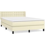  Boxspring - Krevet s oprugama i madracem krem 140x200 cm od umjetne kože - Krema 140 x 200 cm gumbi | shoptok.hr