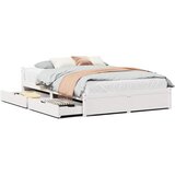 Maison Chic Posteljni Okvir - Dvoposteljna postelja brez vzmetnice bel 140x200 cm trdna borovina, (22082290) | Shoptok.si