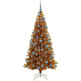 vidaXL Božićno drvce s 300 LED svjetlima s stalakom Zlatno 180 cm PET | shoptok.hr