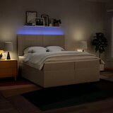  Krevet s oprugama i madracem krem 200 x 200 cm od tkanine | shoptok.hr
