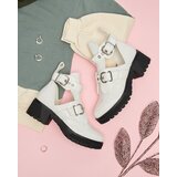 Resti White lacquered women's boots with cutout and embossing Malevib- Footwear | ePonuda.com