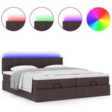 vidaXL Otomanski posteljni okvir z vzmetnicami rjav 200x200 cm blago | Shoptok.si