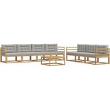  Set vanjskih sofa s jastukom 7 pcs Bijela i svjetlosiva | shoptok.hr