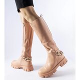 Gemre Pink flat boots with chain Armand | Shoptok.si