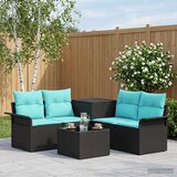  Set sofe 6 kom. 4-Broj sjedala Crna i Plava Poli Rattan i čelik | shoptok.hr