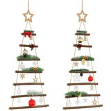 vidaXL Viseća božićna drvca s vrhom zvijezda 2 kom 42 x 90 cm prirodne grane | shoptok.hr